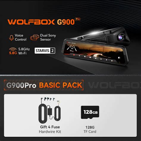 WOLFBOX G900Pro 12MP WiFi Touch Screen Smart Rear View 